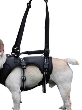 Adjustable Black Dog Mobility Support Harness with Padded Handle